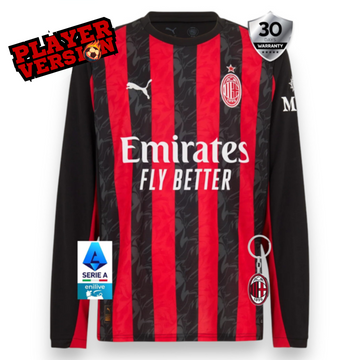 AC Milan Kids Home Jersey 2025/26 – Player Version (Long Sleeve)